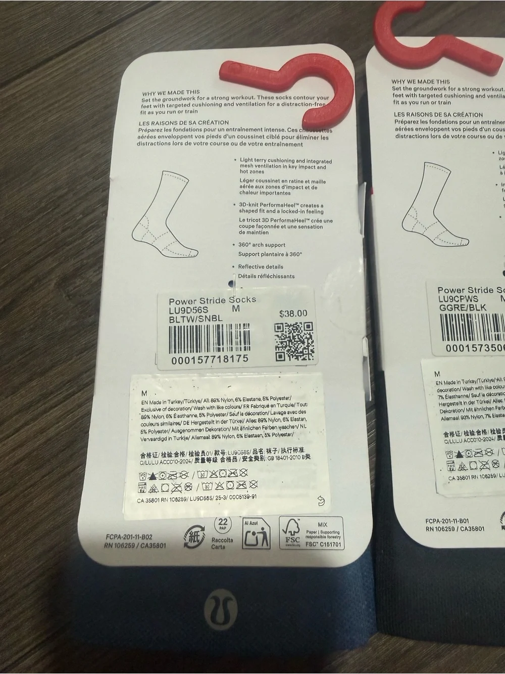 Lululemon Power Stride Crew Socks Bundle Unisex Women 7-9 Men 5.5-7.5 NWT
